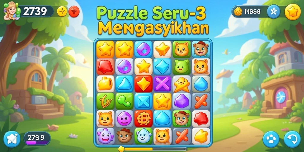 Tampilan gameplay seru dari 2739, game Match-3 yang menarik.