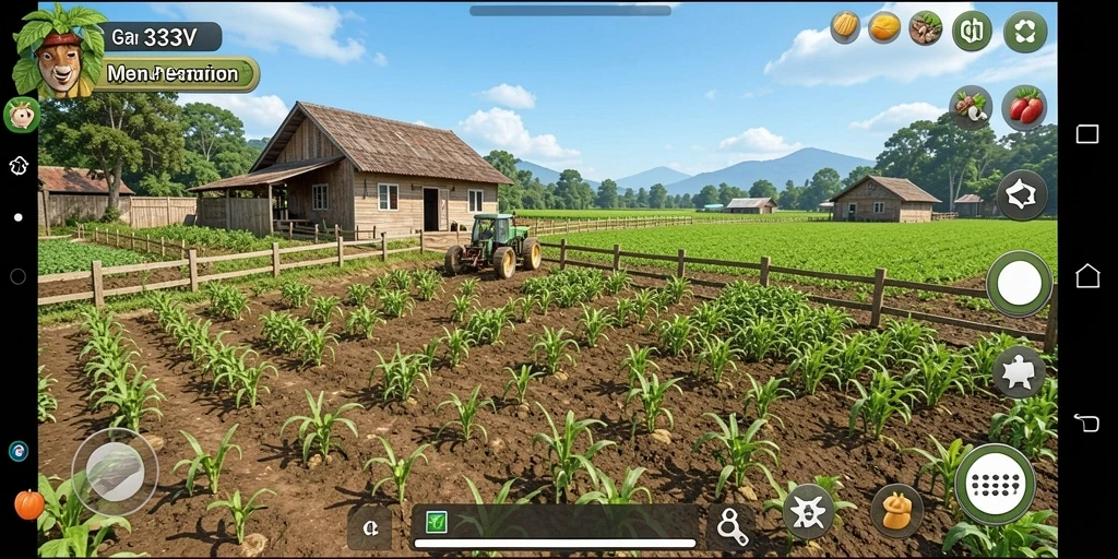 Tampilan menarik dari gameplay pertanian 333V.