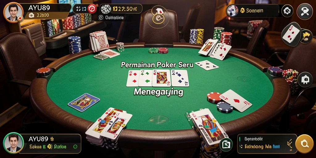 Tampilan gameplay AYU89 yang menegangkan di meja poker.