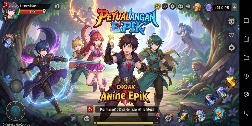 Tampilan gameplay D06 yang penuh warna dan karakter anime.