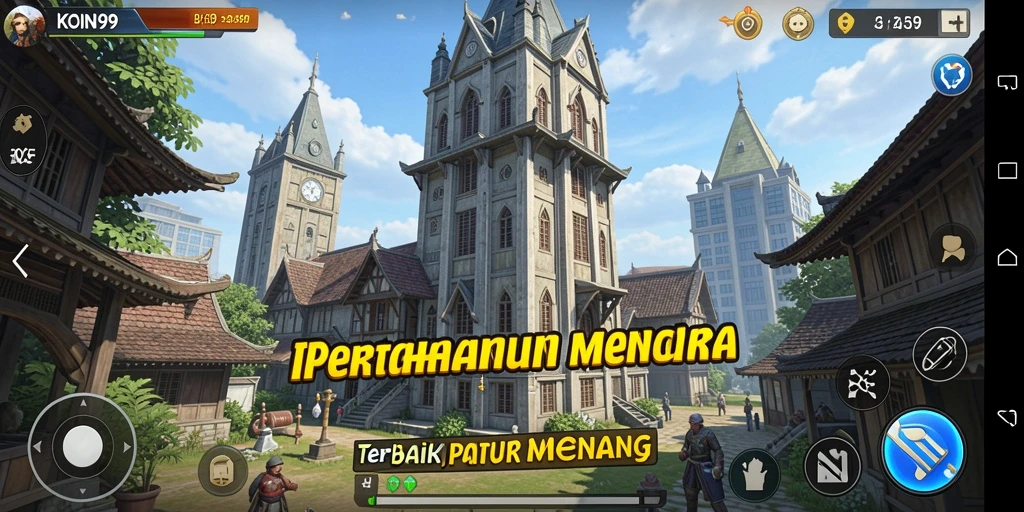 Tampilan gameplay menegangkan dalam KOIN99 Tower Defense.