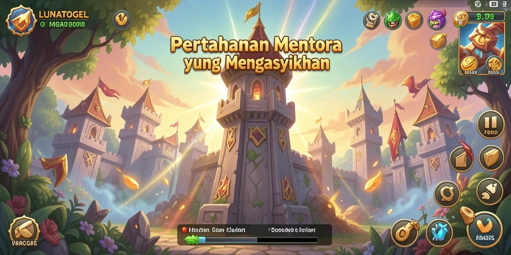 Gameplay seru LUNATOGEL dengan pertahanan menara yang strategis.