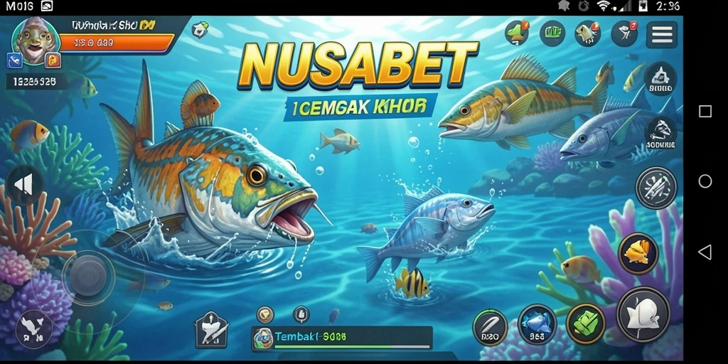 Screenshot NUSABET menampilkan aksi seru dalam gameplay Tembak Ikan.