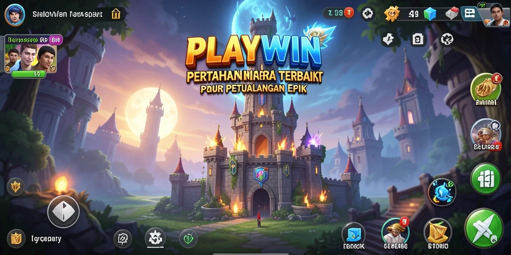 Tangkapan layar gameplay PLAYWIN menampilkan aksi pertempuran Tower Defense yang intens.