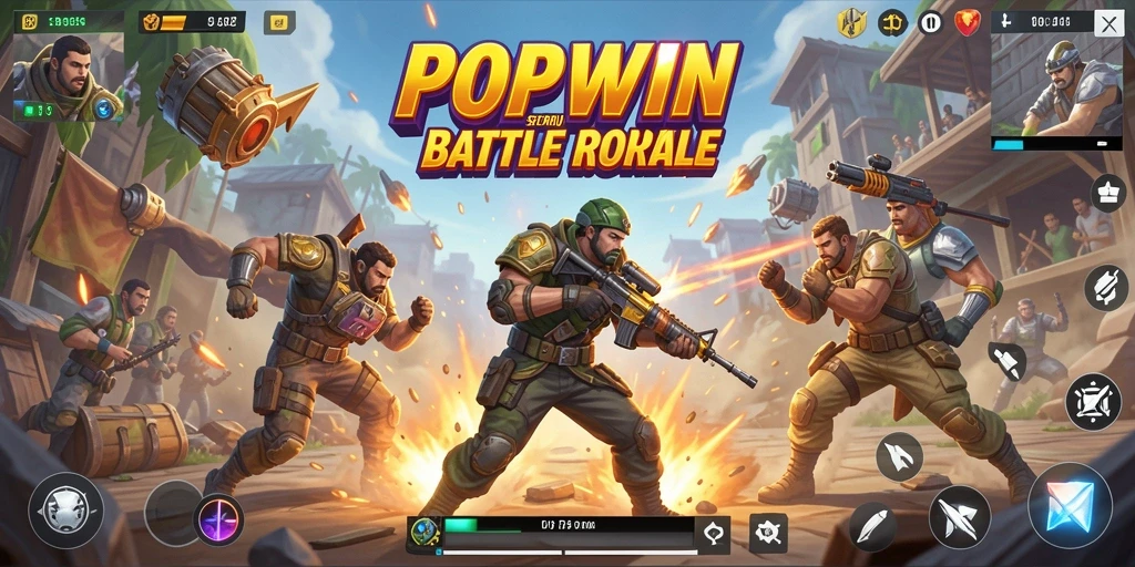 Gameplay seru POPWIN dalam petualangan Battle Royale.