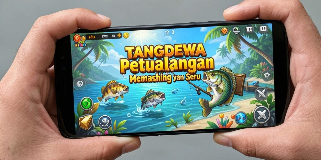 Tampilan gameplay TANGANDEWA yang memukau saat menangkap ikan.