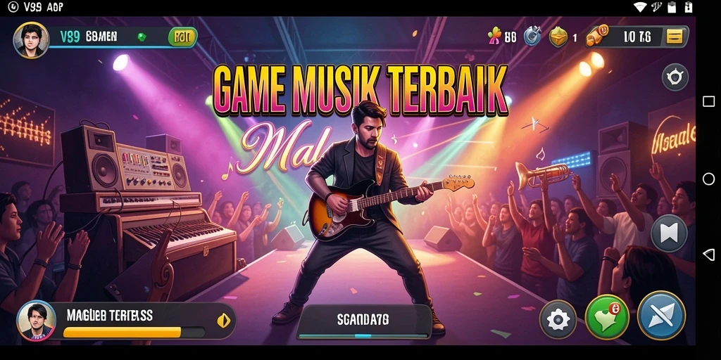 Tampilan gameplay <strong>V89</strong> dengan interaksi musik yang seru dan beragam.