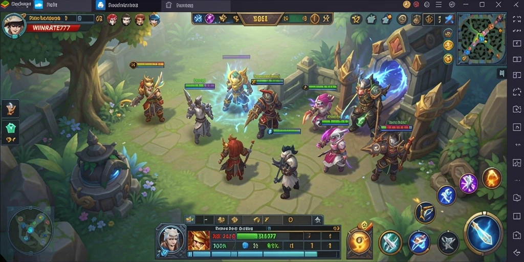 Screenshot gameplay WINRATE777 menampilkan pertarungan seru di dunia MMORPG.