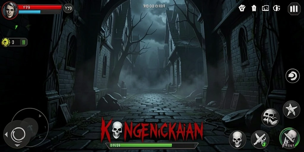 Tangkapan layar gameplay menakutkan dari Y89 yang menampilkan kengerian di dalam hutan gelap.