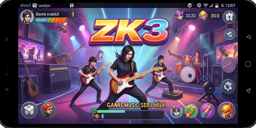 Screenshot gameplay ZK3 menampilkan keseruan bermain musik.